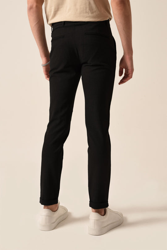 Men's Black Slim Fit Accessory Trousers - Wessi