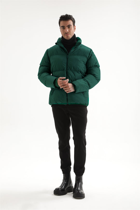 Men's Green Vertical Collar Rubber Inflatable Coat - Wessi
