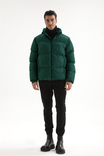 Men's Green Vertical Collar Rubber Inflatable Coat - Wessi