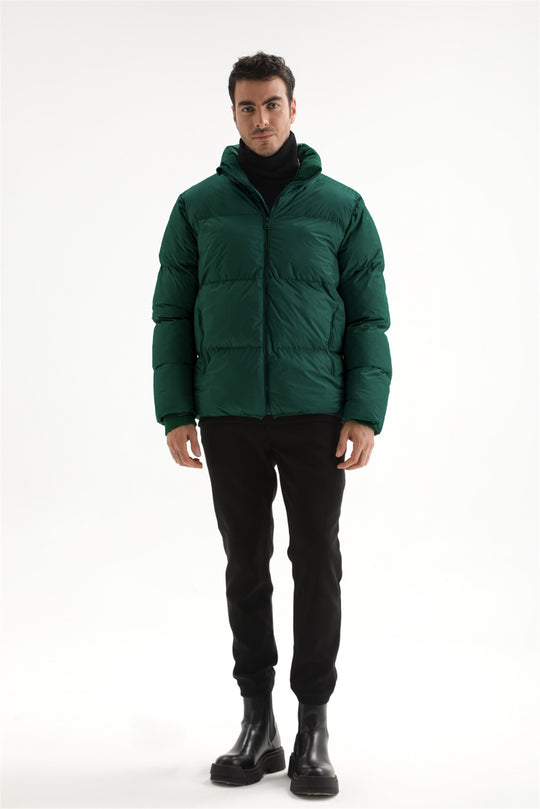 Men's Green Vertical Collar Rubber Inflatable Coat - Wessi