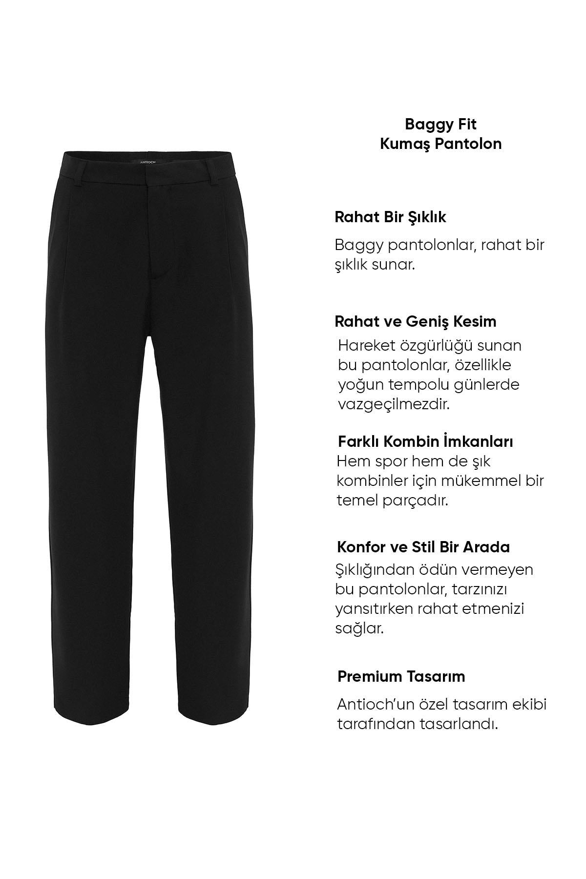Men's Black High-Waisted Baggy Pants - Wessi