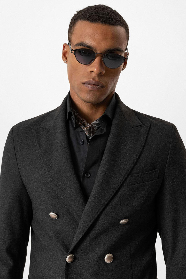 Anthracite Veste de costume pour homme à double boutonnage non doublée - Wessi