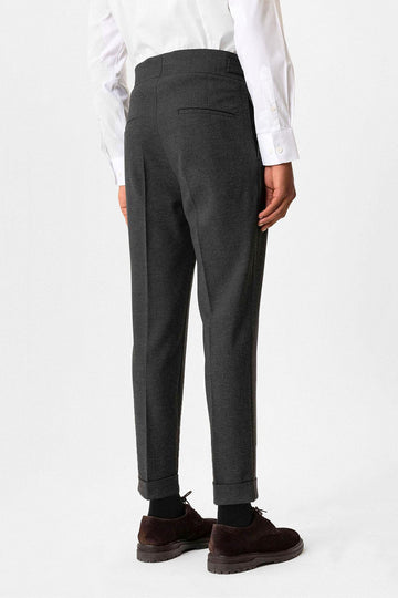 Anthracite Pantalon Plissé pour Homme avec Détail de Boucle - Wessi