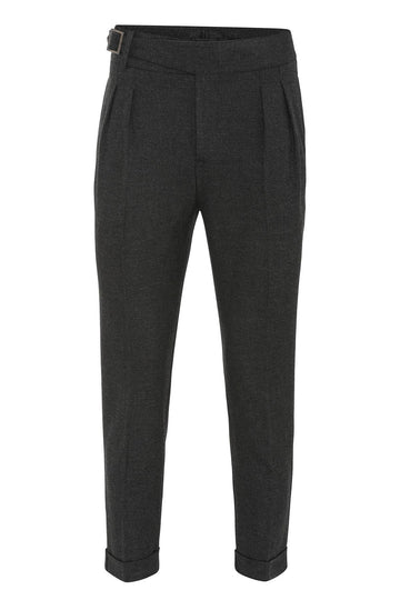 Anthracite Pantalon Plissé pour Homme avec Détail de Boucle - Wessi