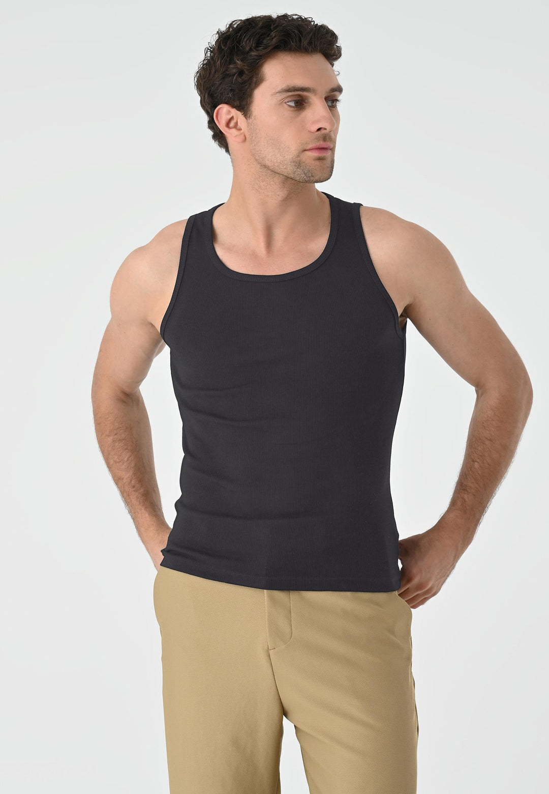Men's Anthracite Slim Fit Tank Top - Wessi