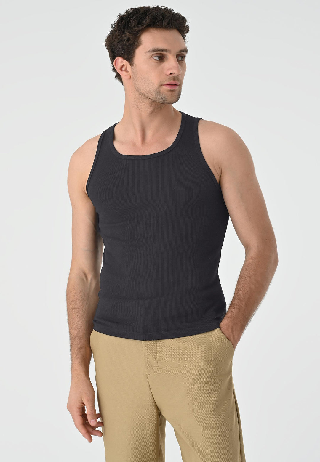 Men's Anthracite Slim Fit Tank Top - Wessi