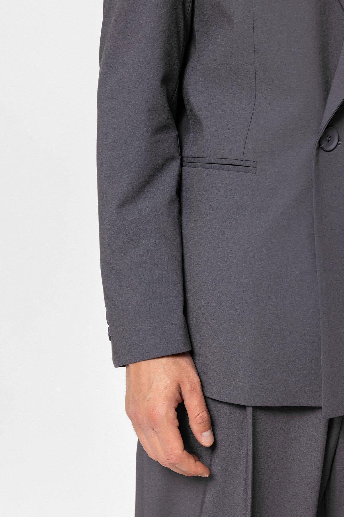 Anthracite Single Button Double-breasted Men's Blazer Jacket