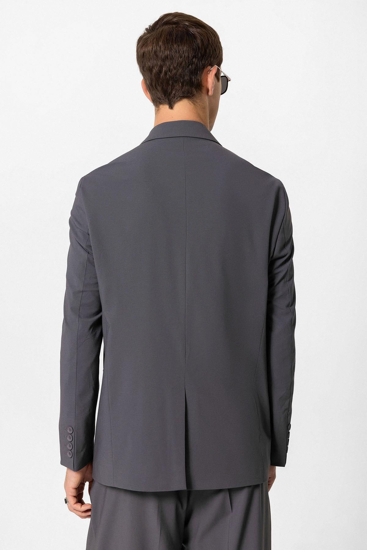 Anthracite Single Button Double-breasted Men's Blazer Jacket