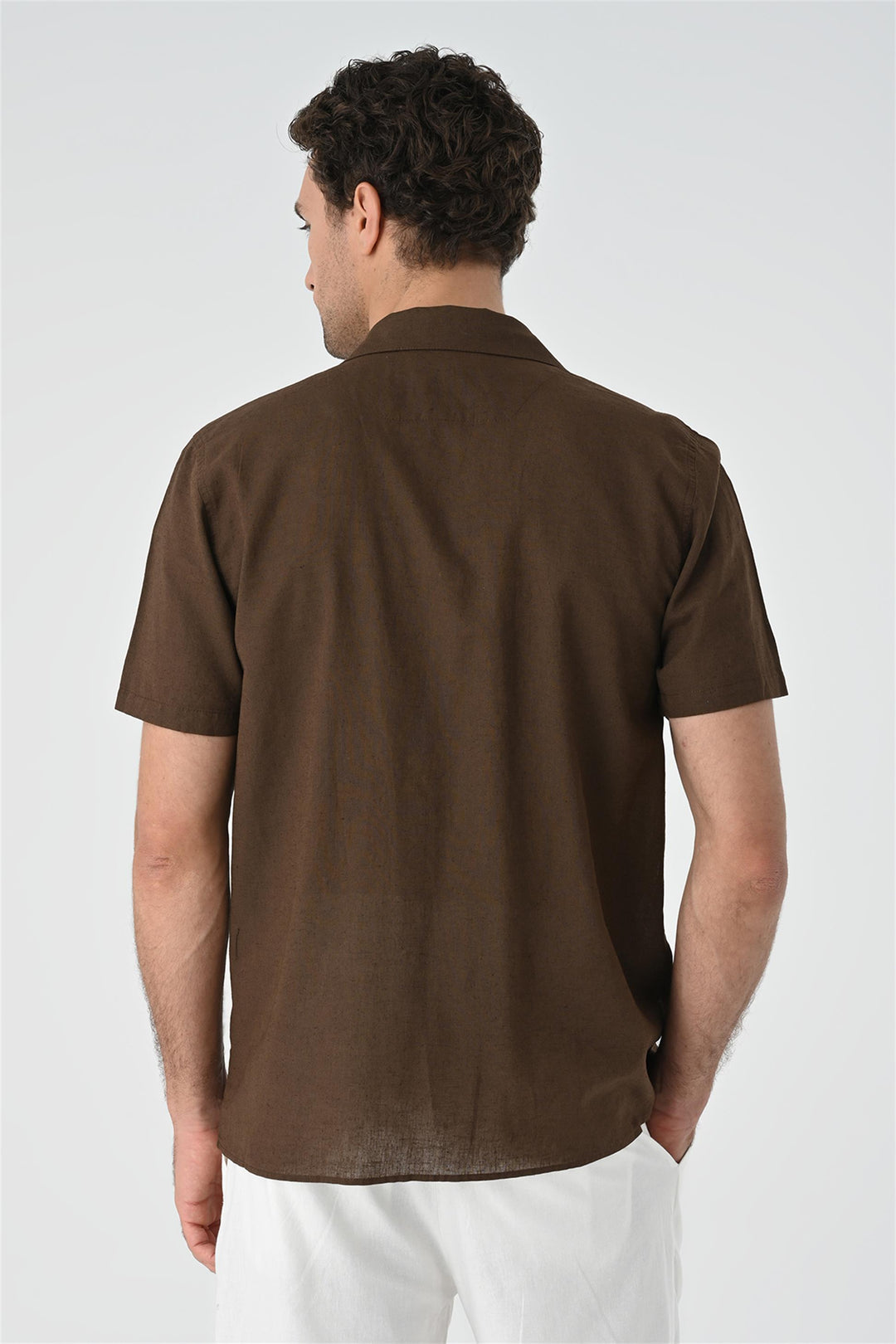 Men's Brown Camp Collar Pocket Detailed  Shirt - Wessi