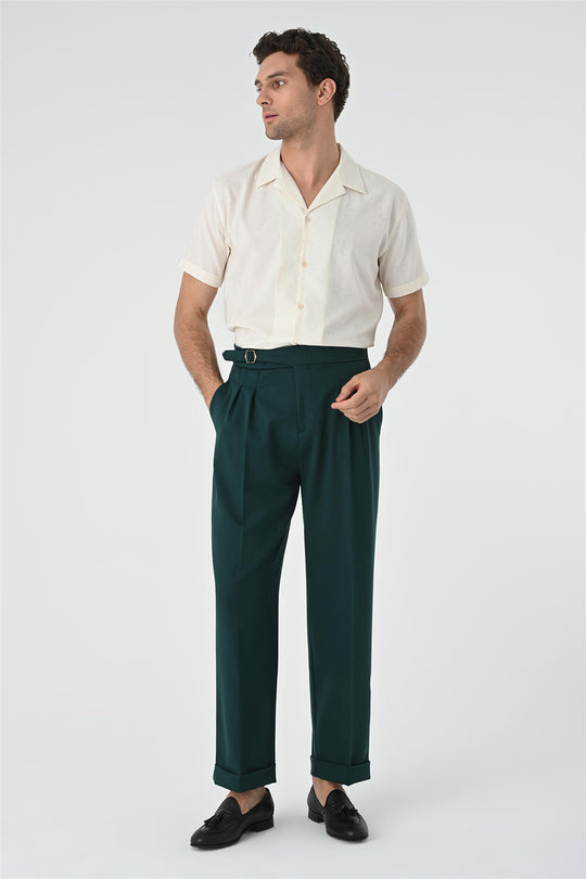 Camicia da uomo in fantasia lavorata a maglia color écru con colletto camp - Wessi