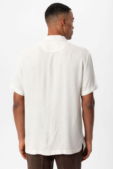Chemise Col Camp Texturé Maille Écru Homme - Wessi