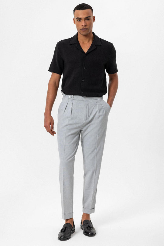 Chemise Col Camp Texturé Tricot Noir Homme - Wessi