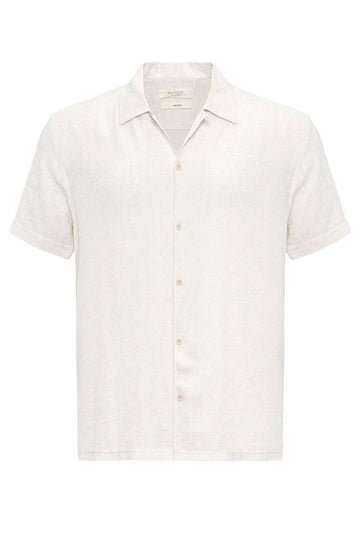 Chemise Col Camp Texturé Maille Écru Homme - Wessi