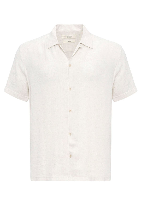 Chemise Col Camp Texturé Maille Écru Homme - Wessi