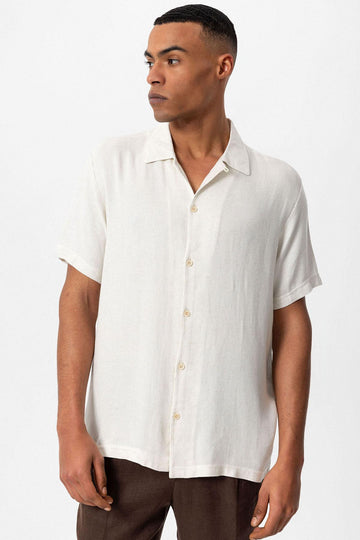 Chemise Col Camp Texturé Maille Écru Homme - Wessi