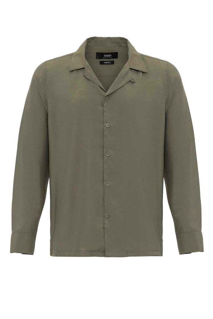Men's Khaki Striped  Shirt - Wessi