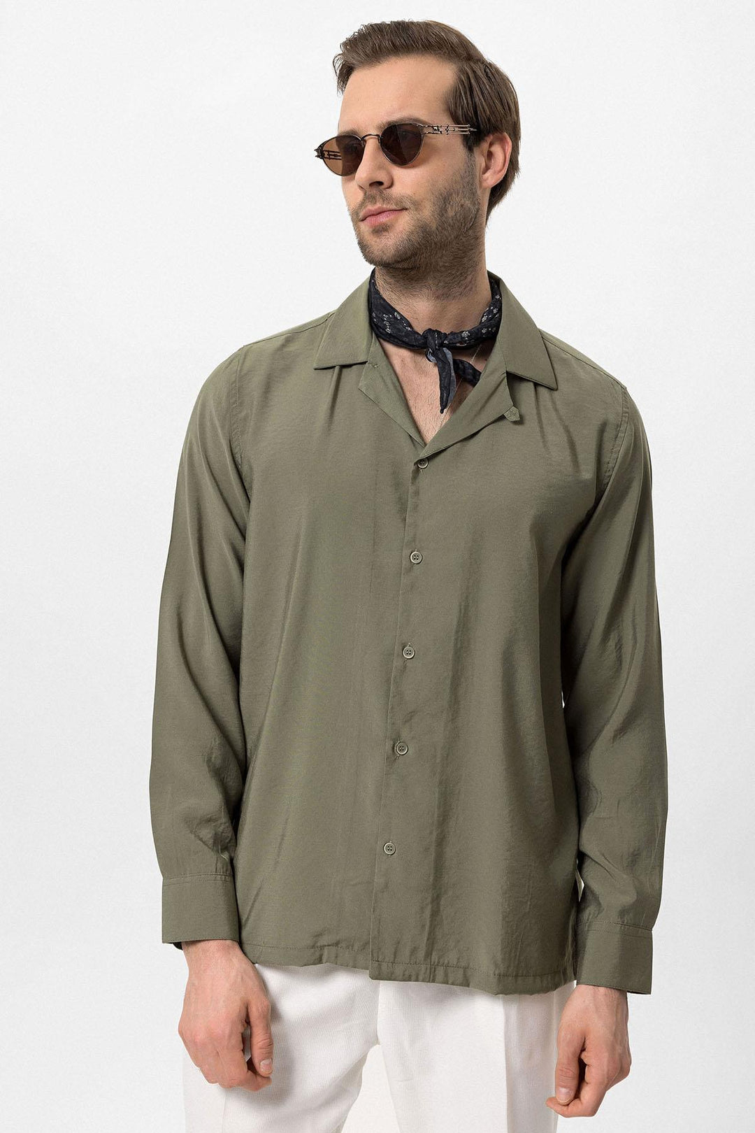 Men's Khaki Striped  Shirt - Wessi