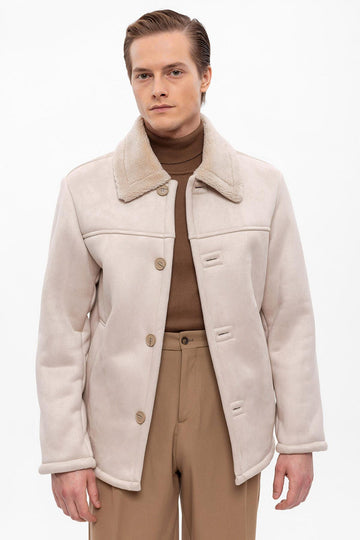 Veste en daim doublée beige pour homme - Wessi