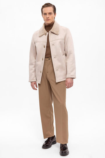 Veste en daim doublée beige pour homme - Wessi