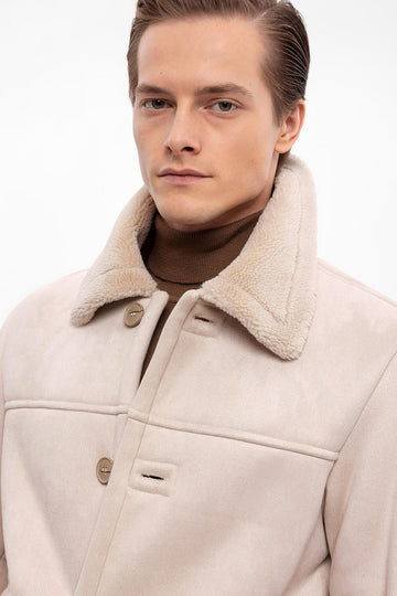 Veste en daim doublée beige pour homme - Wessi