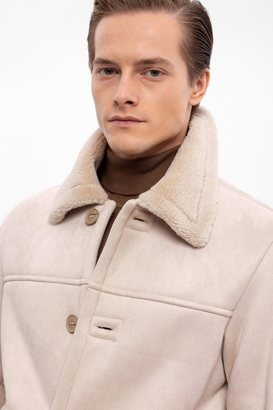 Veste en daim doublée beige pour homme - Wessi