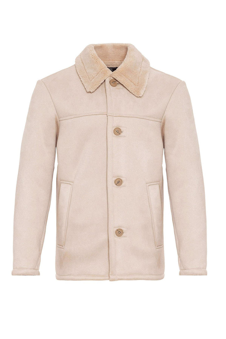 Lined Suede Men's Beige Jacket - Wessi