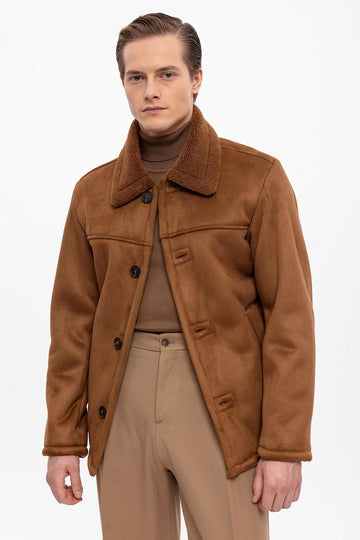 Veste en daim doublée marron pour homme - Wessi