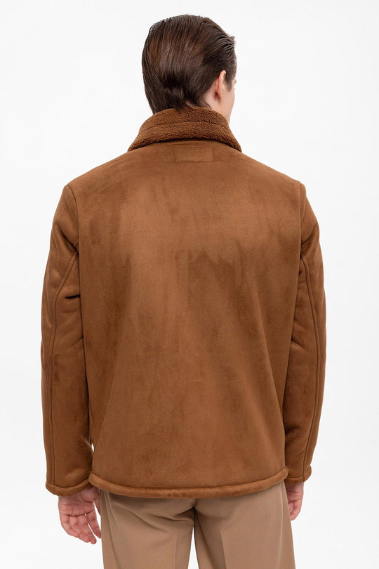 Veste en daim doublée marron pour homme - Wessi