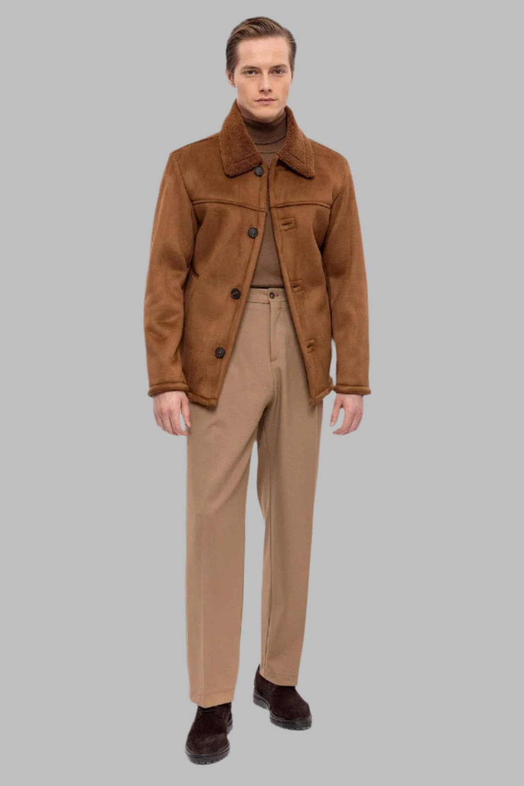 Men's Brown Lined Suede  Jacket - Wessi