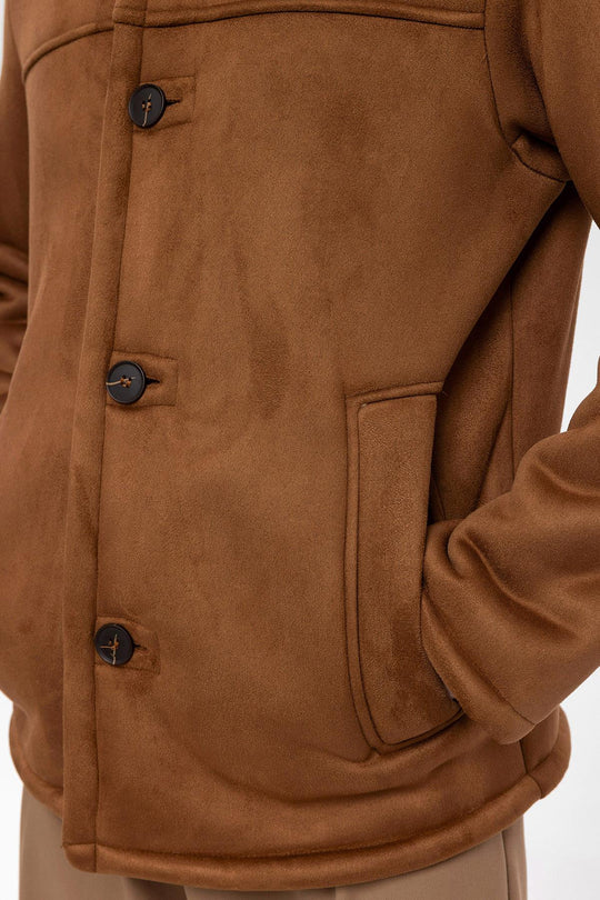 Veste en daim doublée marron pour homme - Wessi