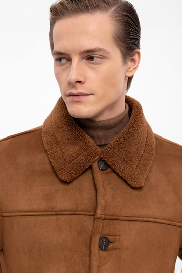 Veste en daim doublée marron pour homme - Wessi
