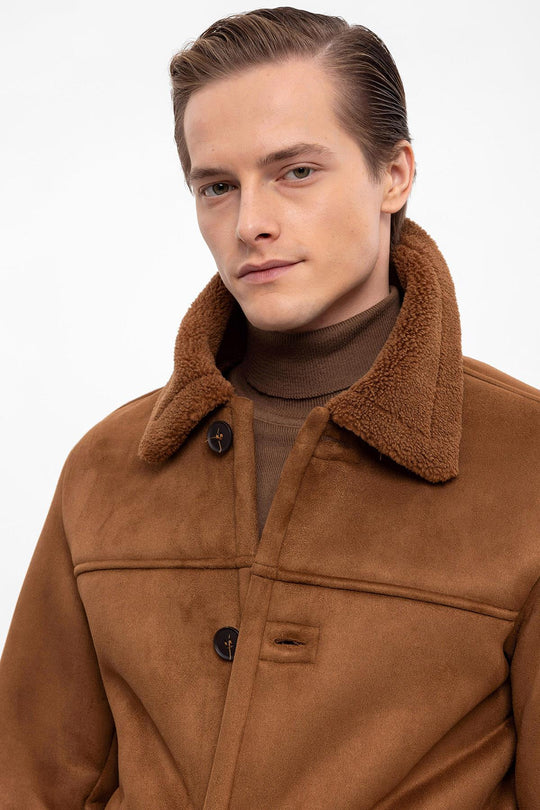 Veste en daim doublée marron pour homme - Wessi