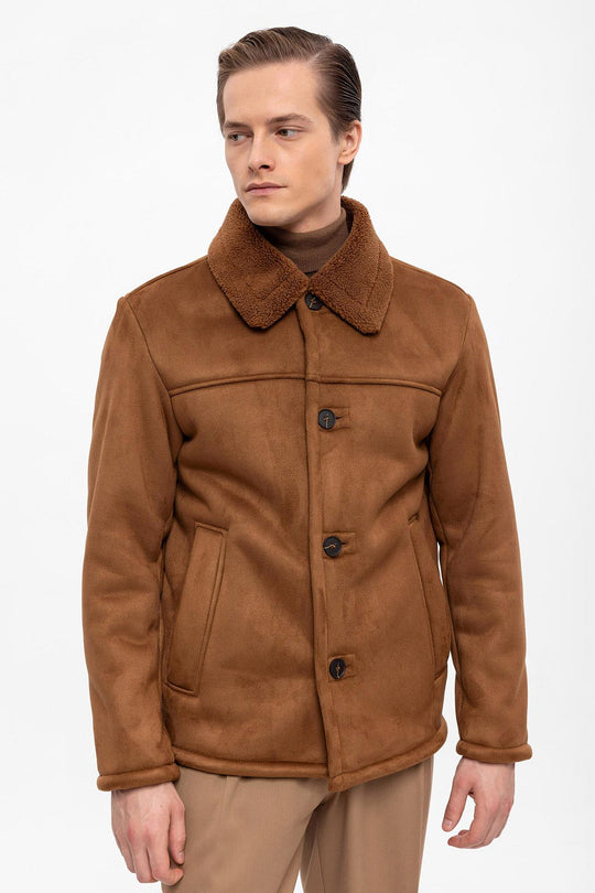 Veste en daim doublée marron pour homme - Wessi