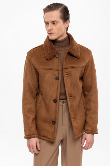 Veste en daim doublée marron pour homme - Wessi