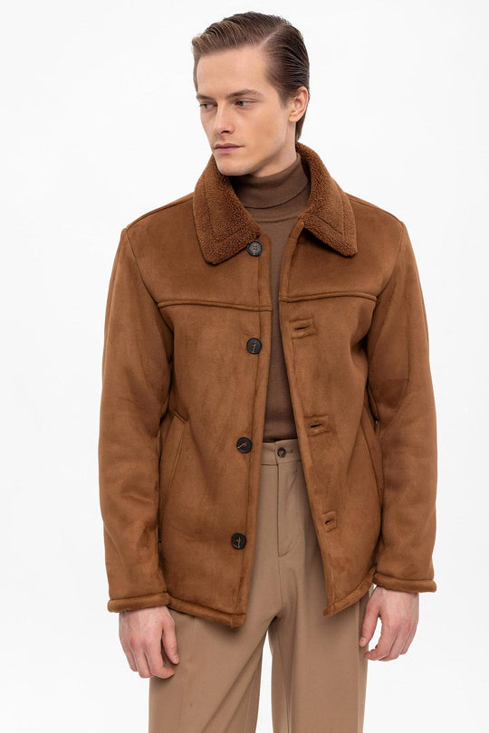 Veste en daim doublée marron pour homme - Wessi