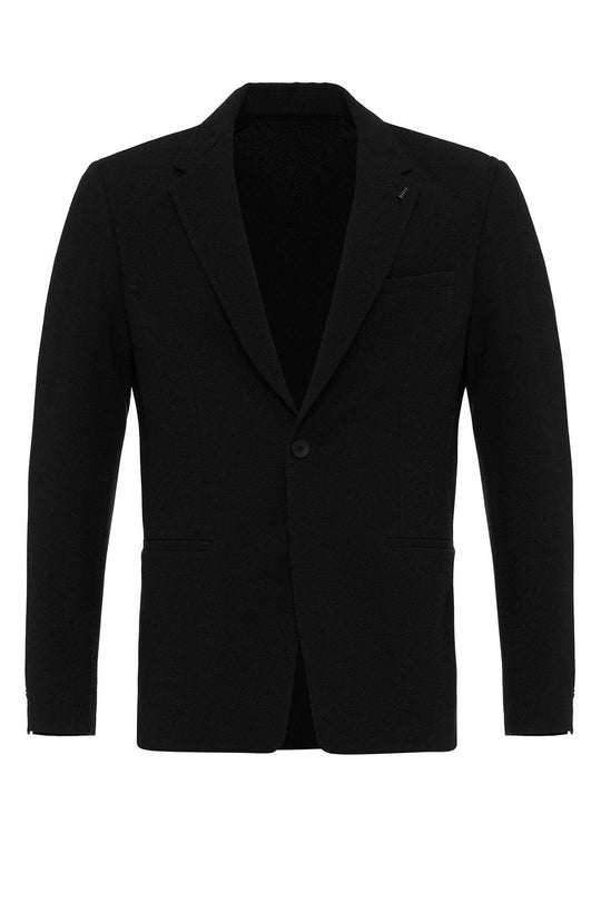 Blazer Homme Noir Uni Un Bouton - Wessi