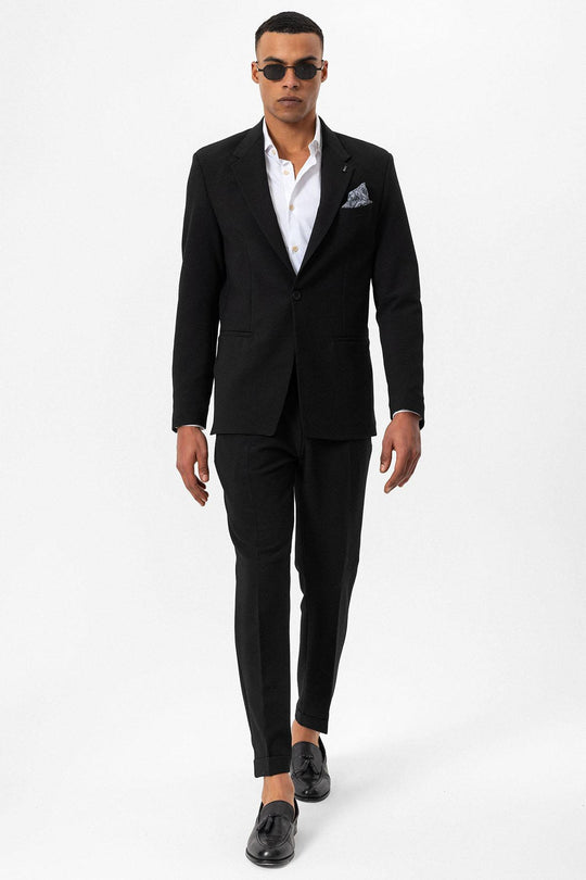 Blazer Homme Noir Uni Un Bouton - Wessi