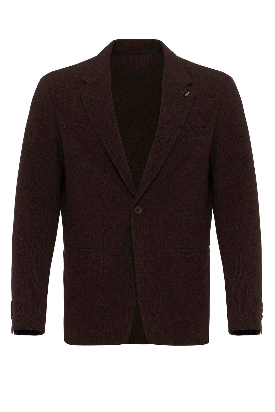 Men's Brown Plain Single-Button Blazer - Wessi