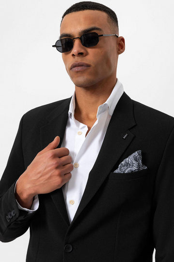 Blazer Homme Noir Uni Un Bouton - Wessi