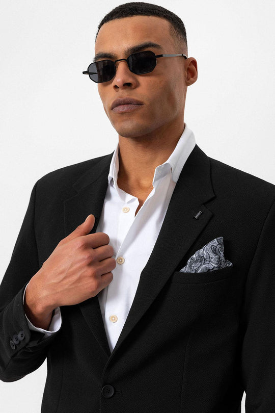 Blazer Homme Noir Uni Un Bouton - Wessi