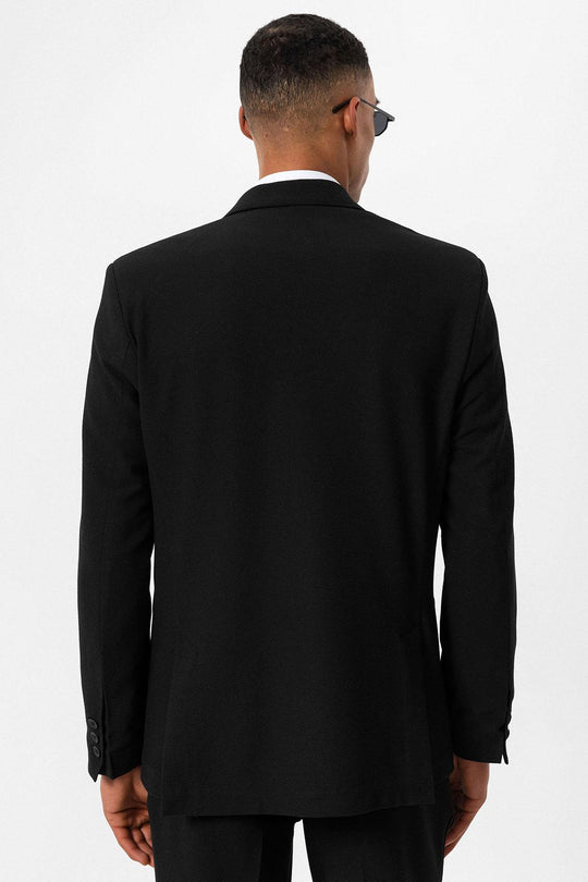 Blazer Homme Noir Uni Un Bouton - Wessi