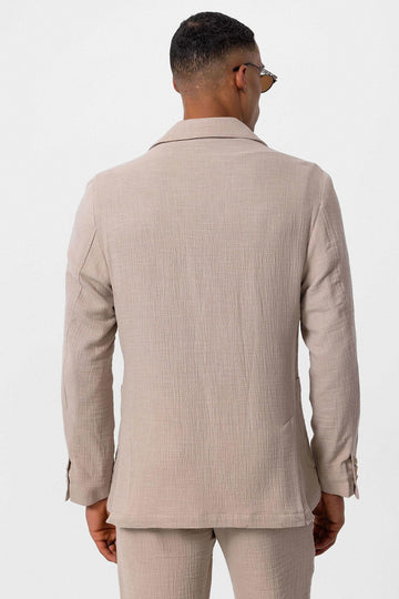 Giacca blazer con tasche in tinta unita beige da uomo - Wessi