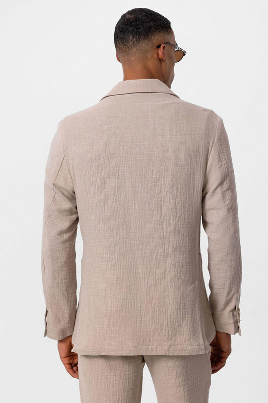 Giacca blazer con tasche in tinta unita beige da uomo - Wessi