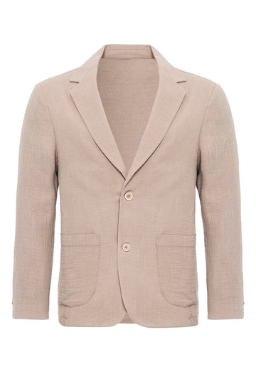 Giacca blazer con tasche in tinta unita beige da uomo - Wessi