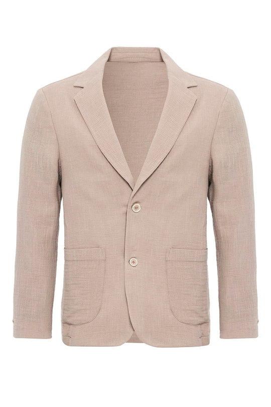 Giacca blazer con tasche in tinta unita beige da uomo - Wessi
