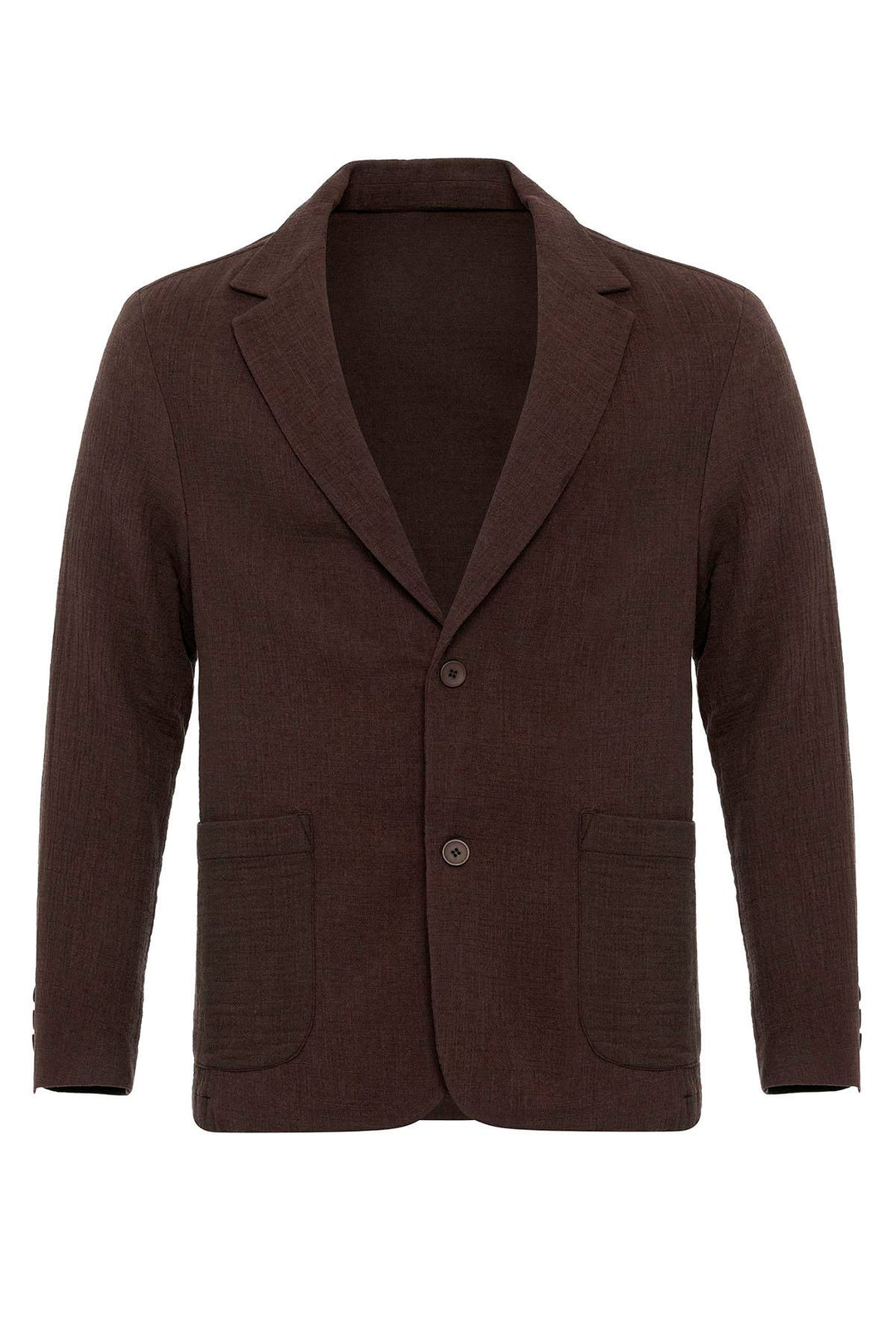 Men's Brown Plain Pocketed Blazer Jacket - Wessi