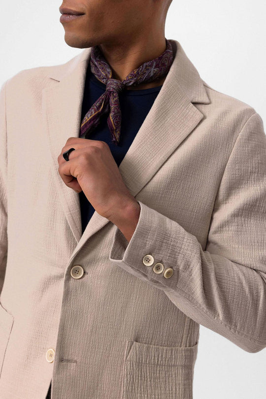 Giacca blazer con tasche in tinta unita beige da uomo - Wessi