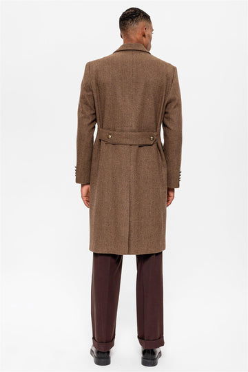 Пальто мужское двубортное в елочку - Wessi