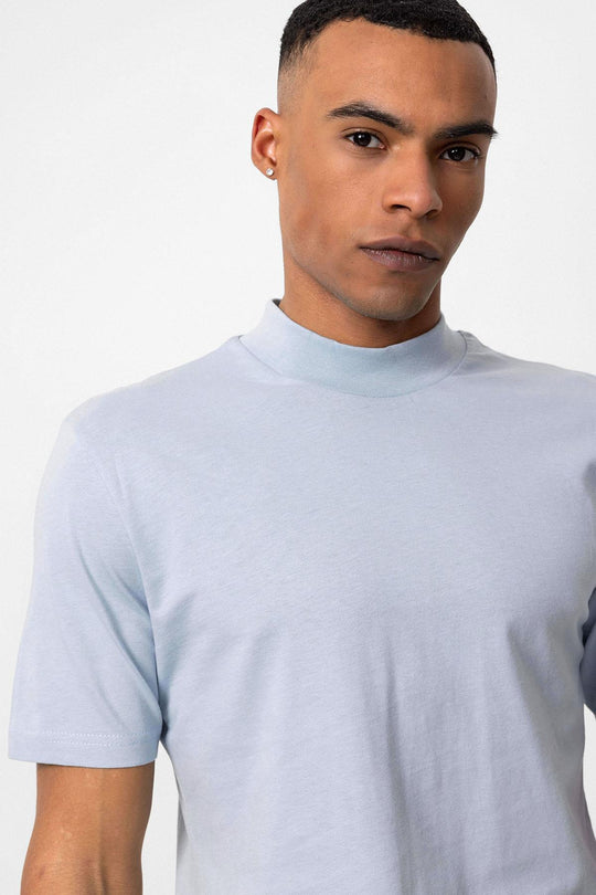 Men's Baby Blue Slim Fit Basic T-Shirt - Wessi