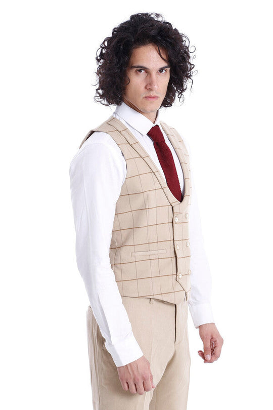 Beige Men Vest Pants Set - Wessi – Wessi